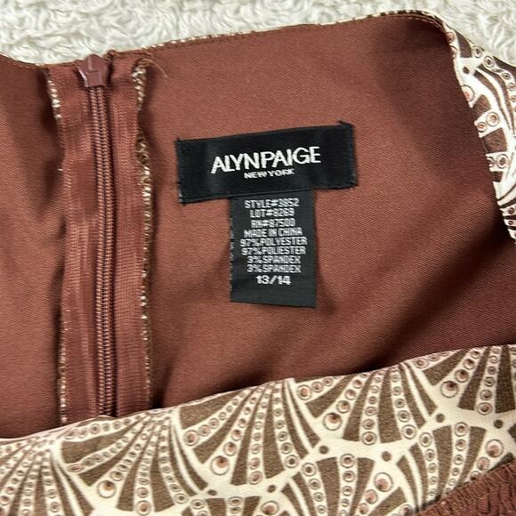 Alyn Paige patterned satin a line cocktail party halter dress, 13 14 - Picture 8 of 9